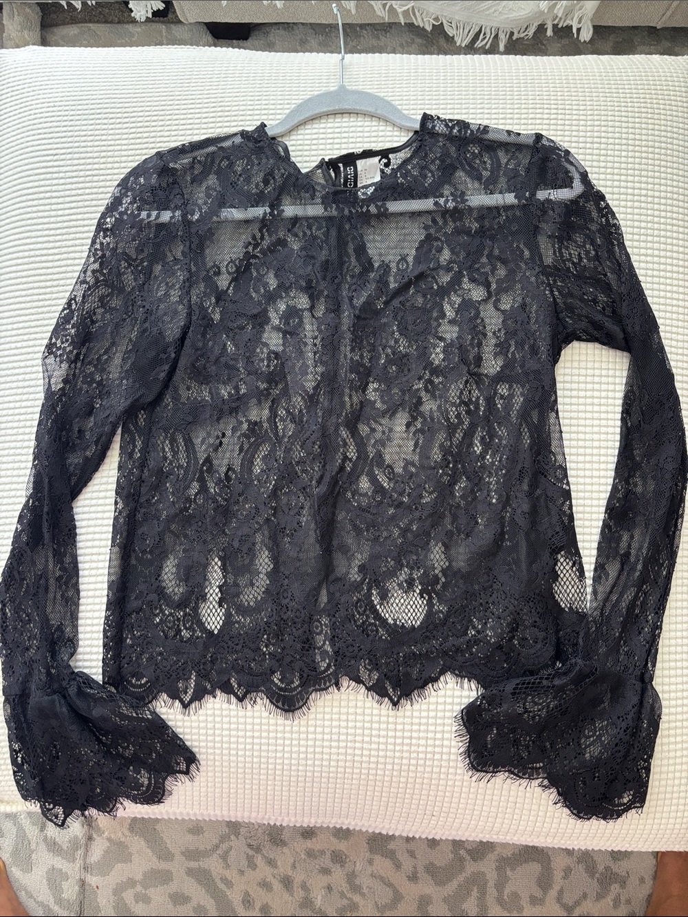 New H&M black sheer lace blouse. Size 6